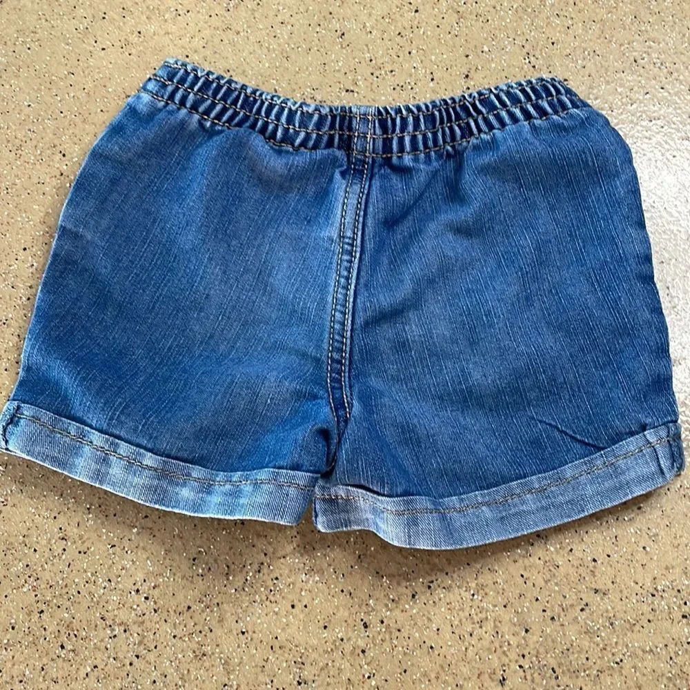 Girl's chambray denim cuffed jean shorts 3T